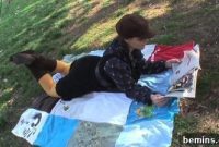 Turning T-shirts into a Picnic-Perfect Backpack Blanket
