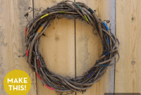 Colorful String Wrapped Branch Wreath DIY