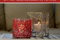 DIY Holiday Votive Candles with Hot Glue Designs