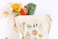 Vegetable Stamp Tote Bag