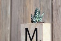 DIY Scrabble Tile Wood Planter