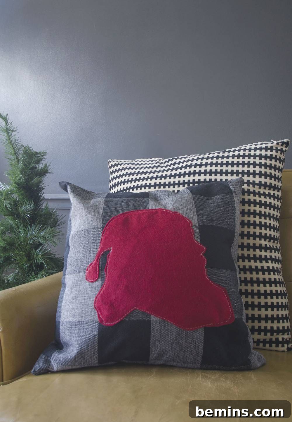 Santa Silhouette Pillow Displayed