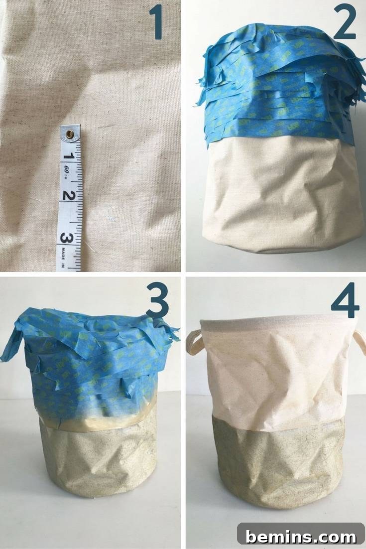 Taped Laundry Basket for Spray Painting