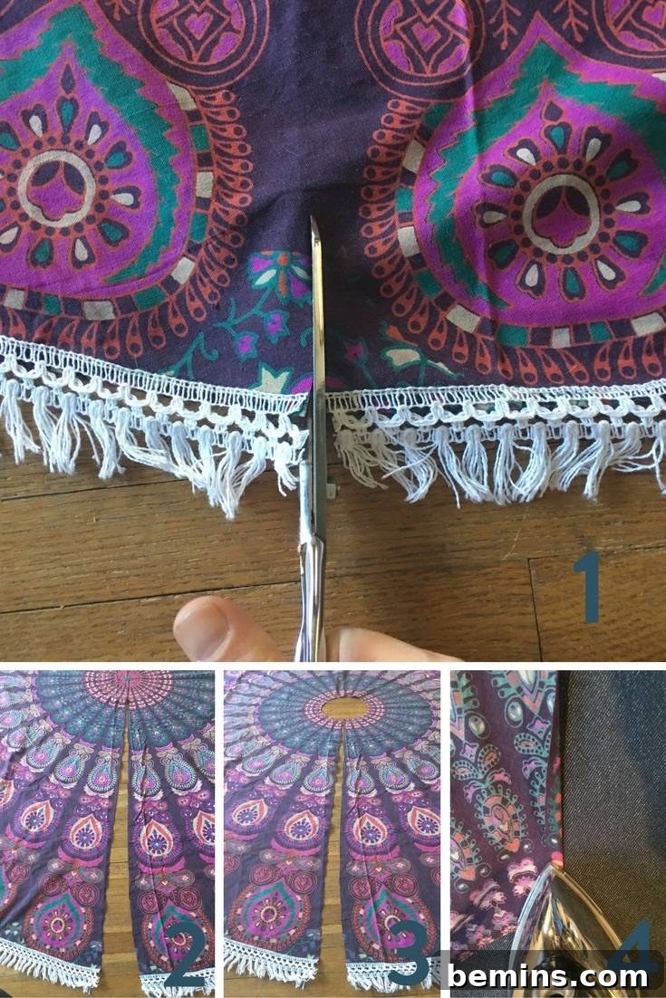 Cutting the Tapestry for Tree Skirt