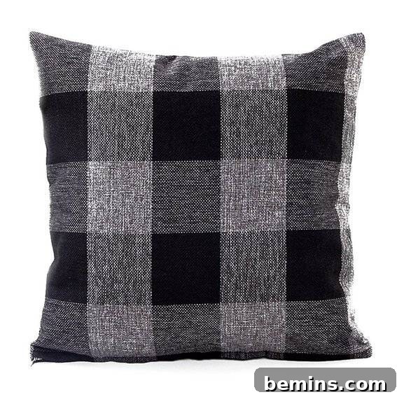 Famibay Square Tartan Pillow Cover