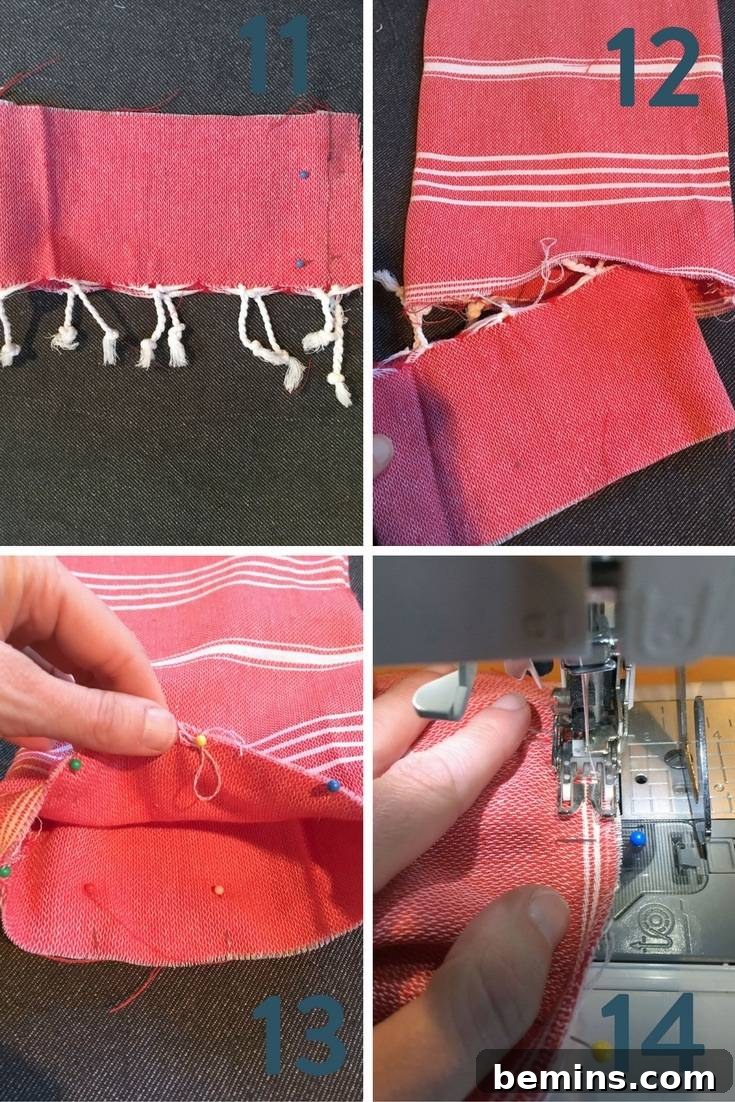 Folding and Cutting Fringe for Turkish Towel Stocking