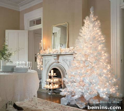10 Visionary Christmas Tree Decorating Styles 11 Unique all-white Christmas tree adorned with pristine, monochromatic decorations