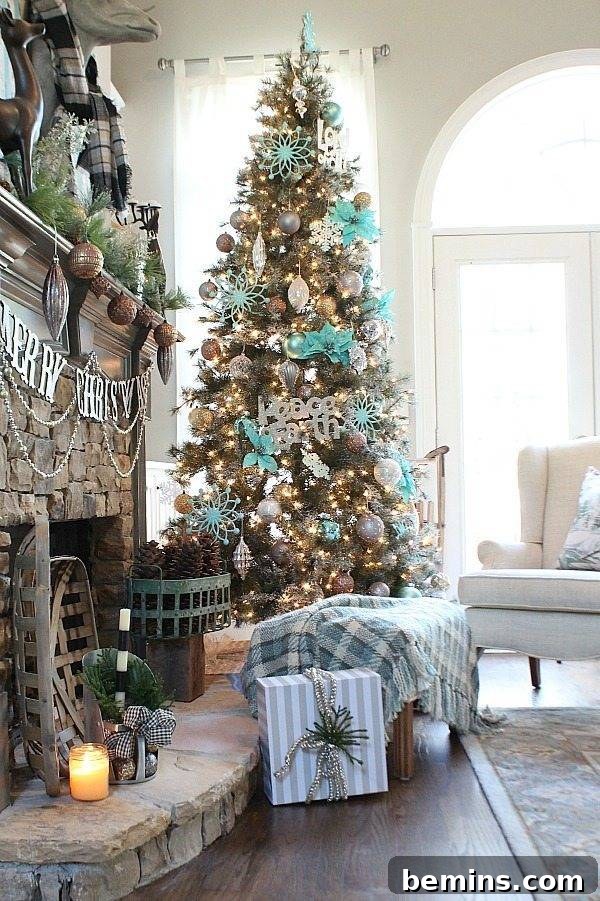 10 Visionary Christmas Tree Decorating Styles 10 Refreshing Christmas tree featuring unexpected yet beautiful aqua colored decorations