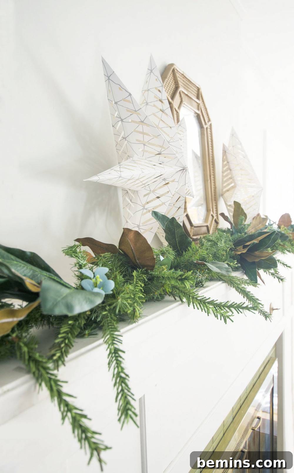Finished garland on mantel