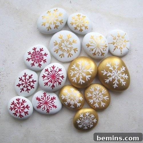 DIY Holiday Decoration Idea: Painted Rock Snowflakes