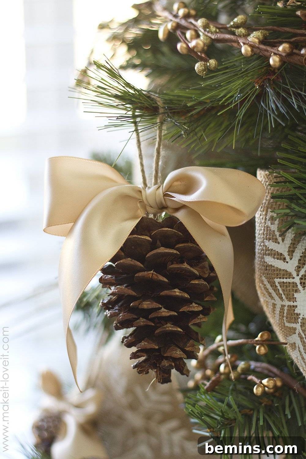 DIY Holiday Decoration Idea: Pine Cone Ornaments
