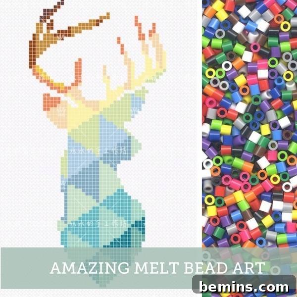 A call to action to share this post on Pinterest, highlighting the incredible talent of melt bead artists.