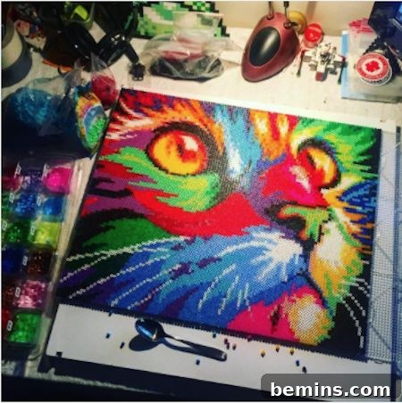 Mattias Lind's impressive melt bead artwork displayed on Instagram.