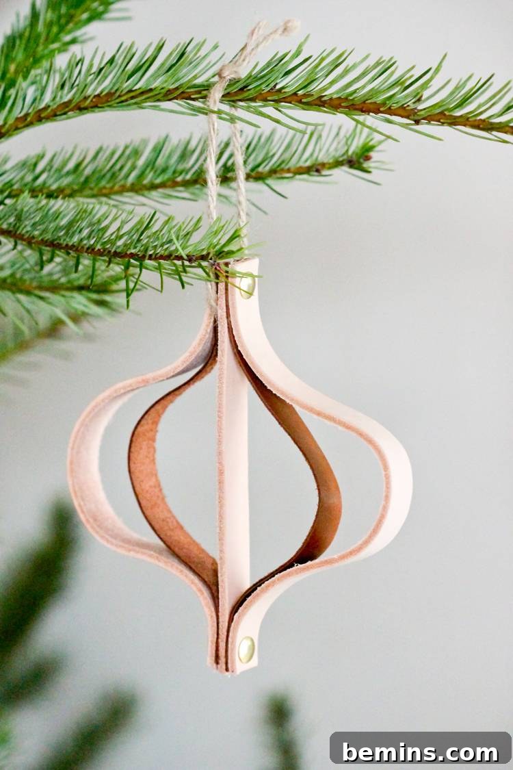 Handcrafted Leather Ornament: A Mid-Century Modern DIY Project 3 DIY Mid-Century Modern Style Leather Ornament Close-Up