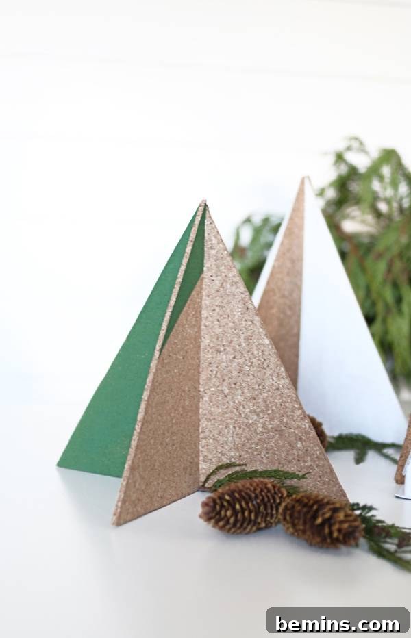 Finished 3D Cork Christmas Trees on Display