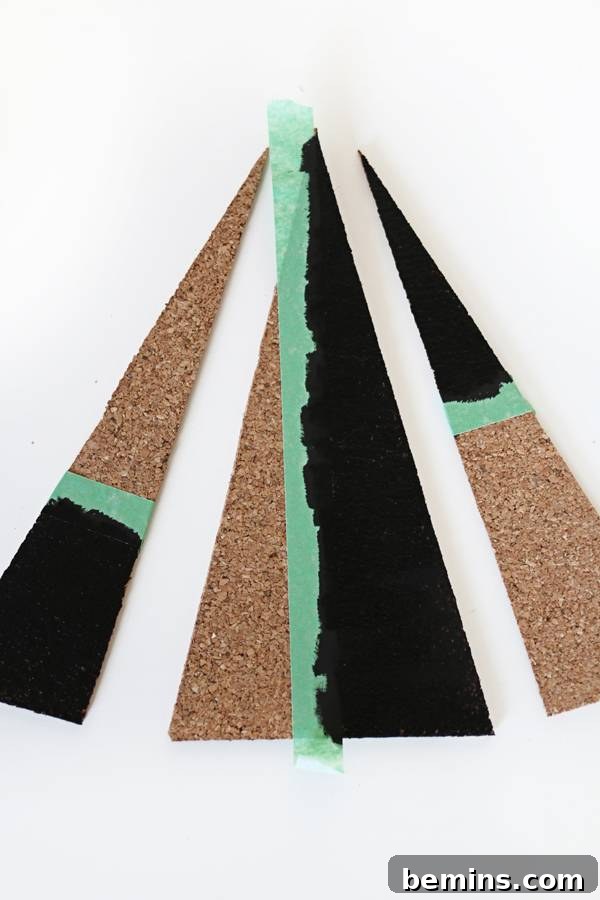 Drying the Painted Cork Triangles