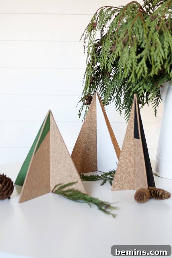 Displaying the Finished Cork Christmas Trees