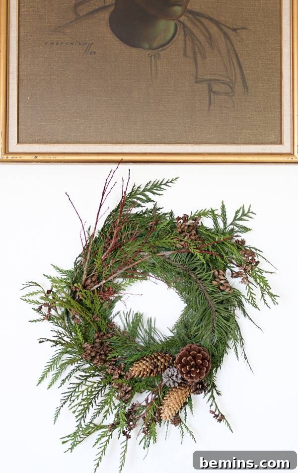 Close-up of Scandinavian Christmas Wreath