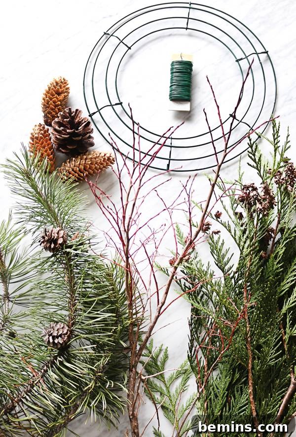 Materials for Scandinavian Christmas Wreath
