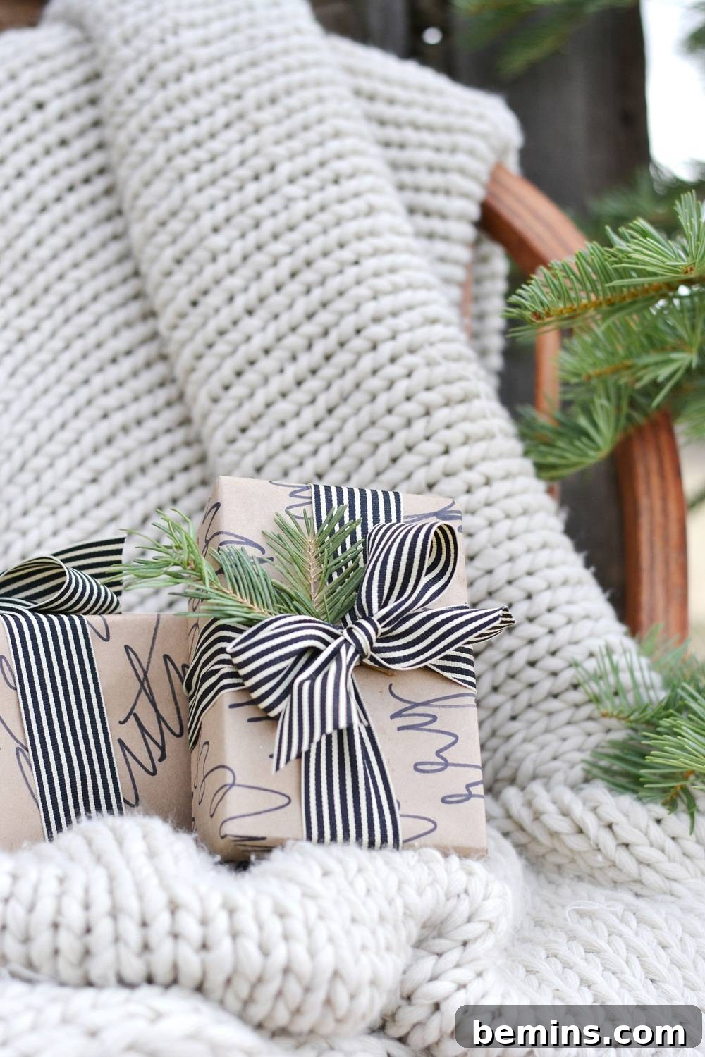 10 Distinctive Kraft Paper Gift Wrap Techniques 3 Brown kraft paper gift with elegant white calligraphy for a personalized touch