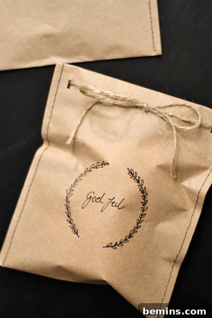 10 Distinctive Kraft Paper Gift Wrap Techniques 6 Hand-stitched brown kraft paper gift bag with a rustic twig accent