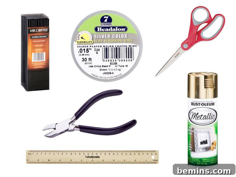 Materials for DIY Himmeli Christmas Tree