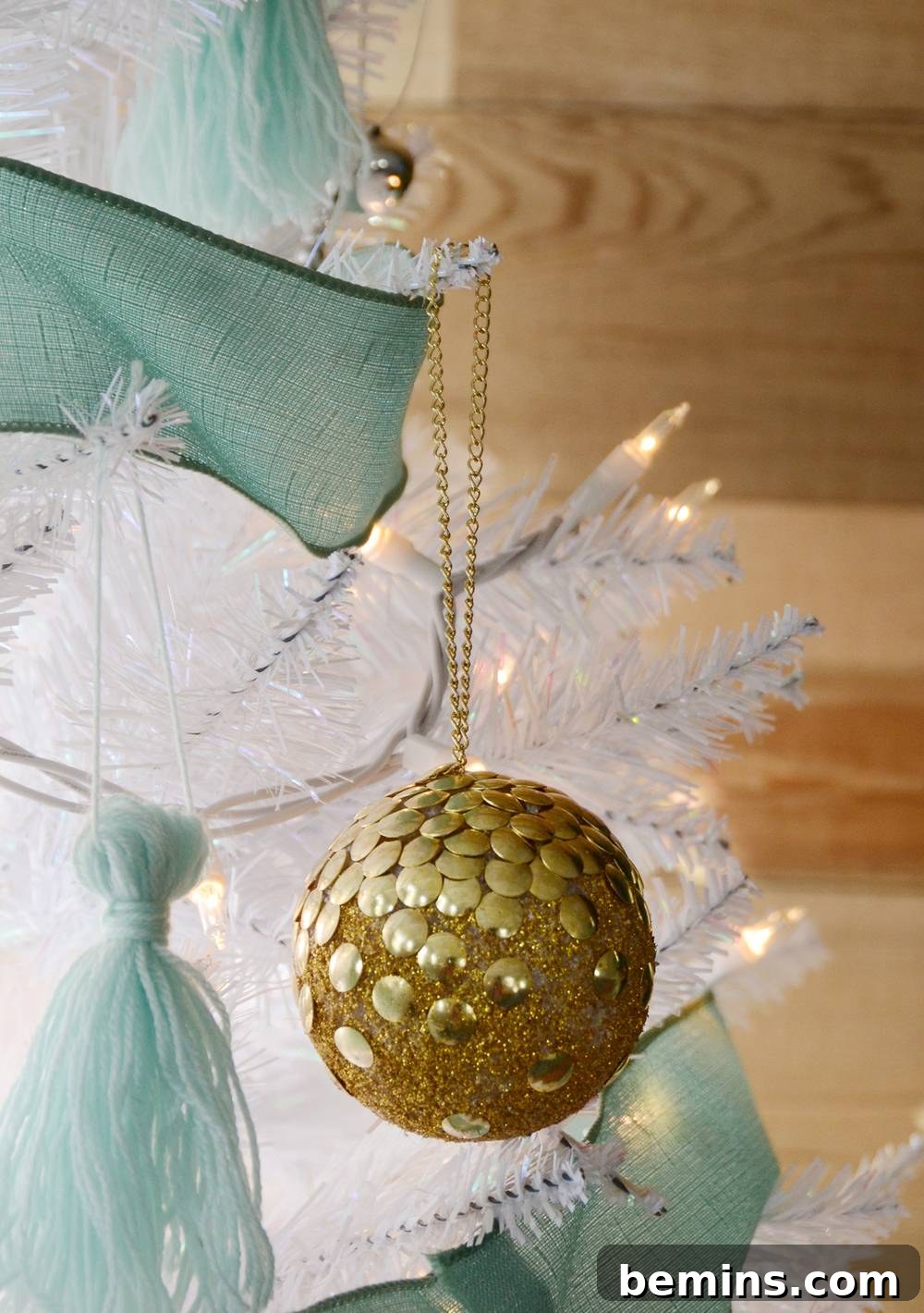 Materials for Gold Thumb Tack Ornament