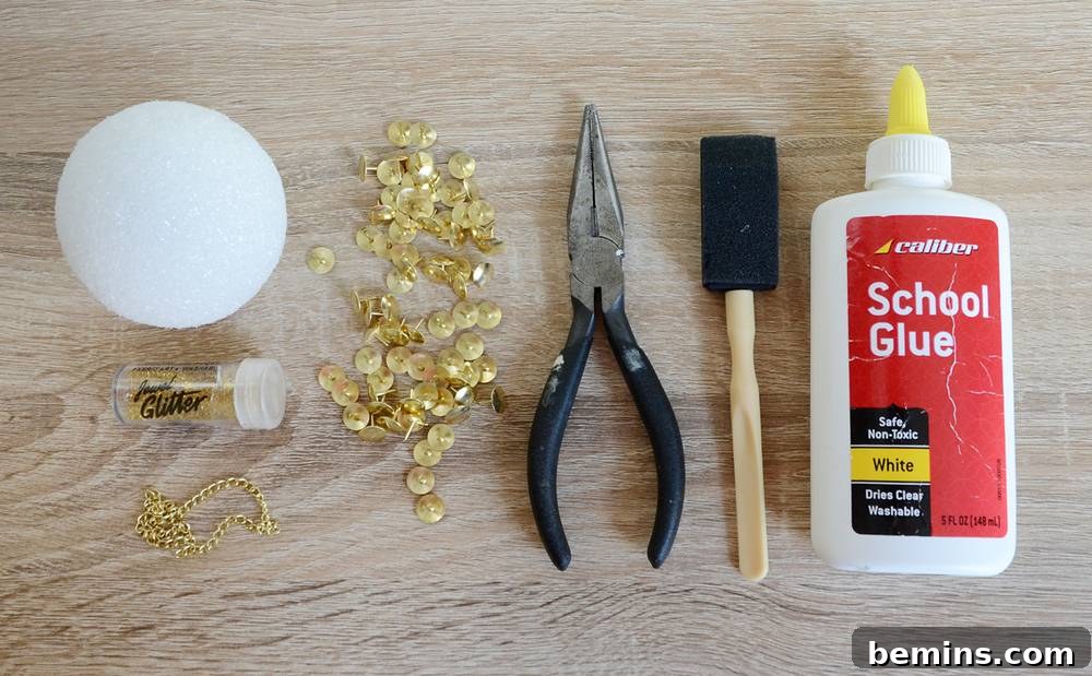 Applying Glue to Styrofoam Ball