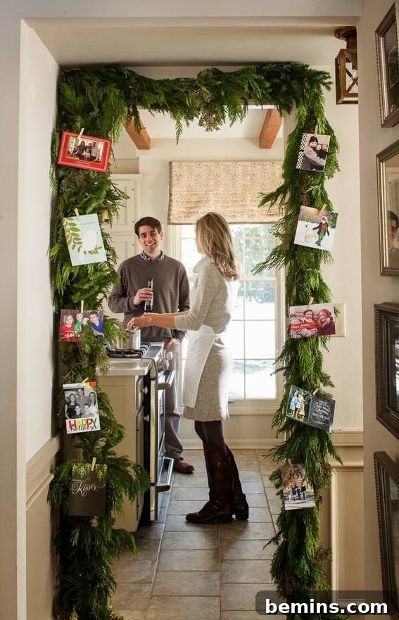 Christmas Cards on Garland Over Doorway