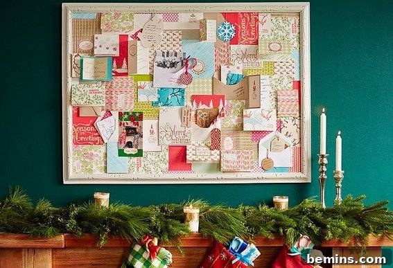 Christmas Cards on Bulletin Board