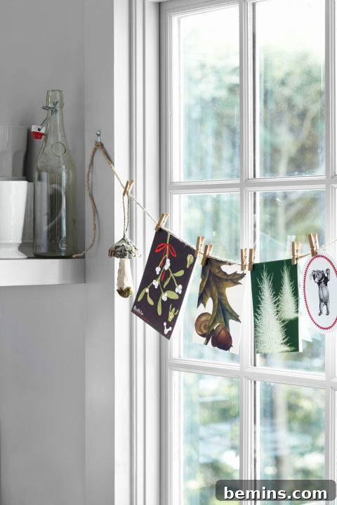 Christmas Cards String Across Window