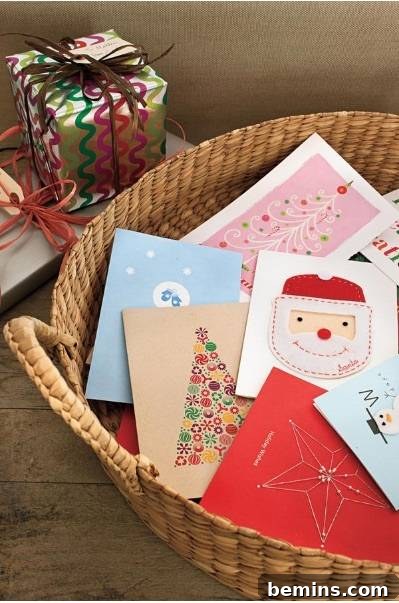 Christmas Cards in a Basket