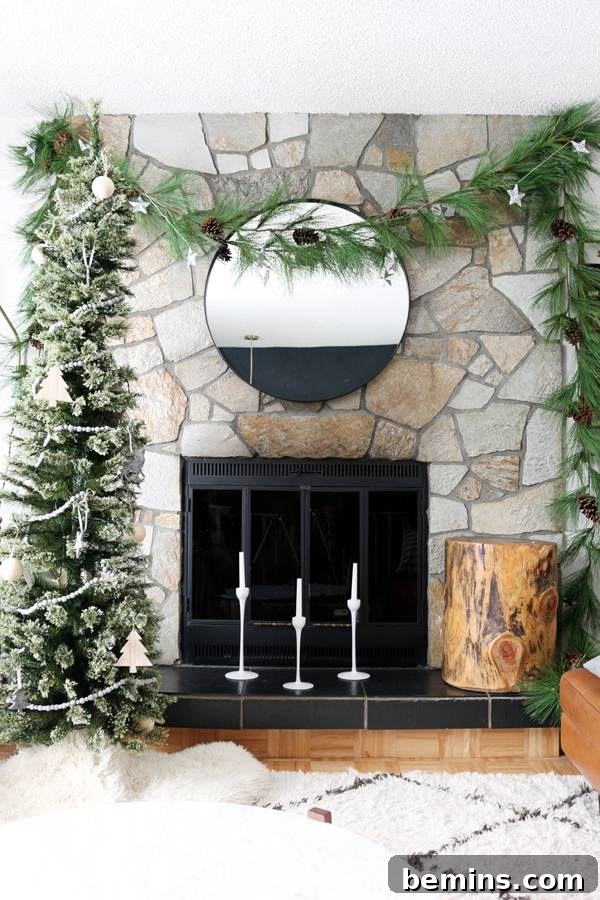 Adding candles in front of the fireplace for a warm and cozy glow.