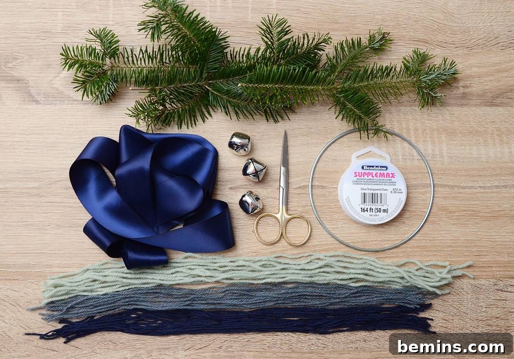 Materials for DIY Yarn Fringe Wreath