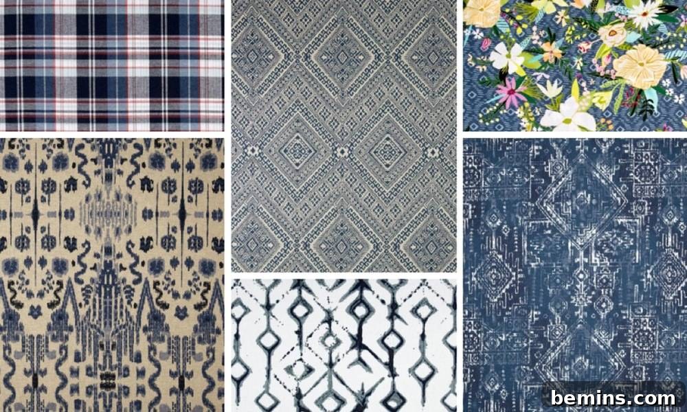 Indigo Fabric Inspiration Board: Patterns and Textures for a Stylish Home
