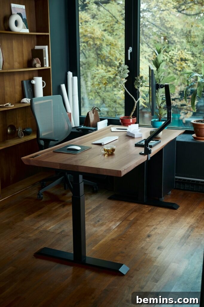 Workspace Bliss: Desk Organization Secrets 3 A minimalist desk setup with a laptop, a plant, and a clean, uncluttered surface, demonstrating the power of simplicity.