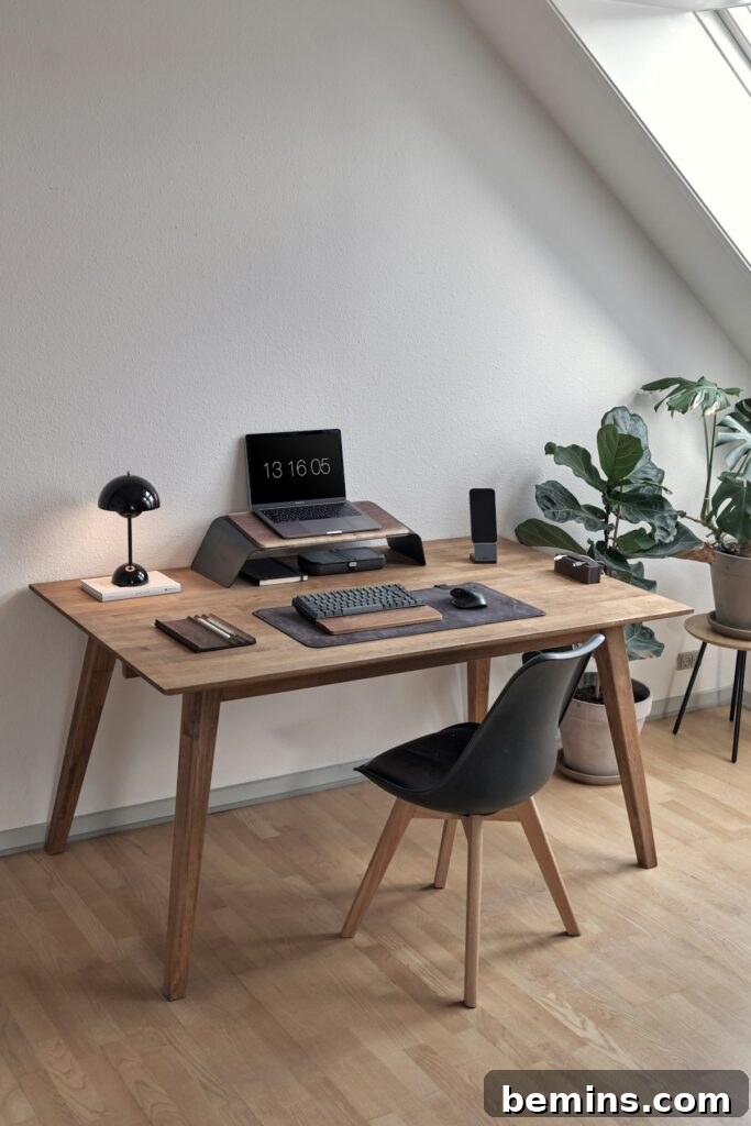 Workspace Bliss: Desk Organization Secrets 8 A stylish desk setup showcasing functional and aesthetically pleasing office supplies.