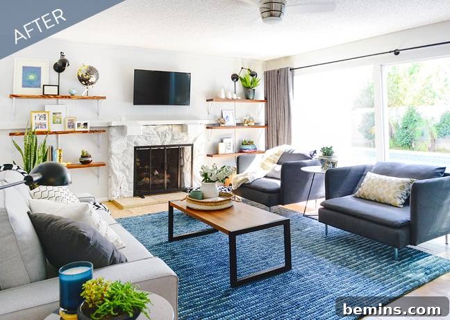 From Dated to Dreamy A Living Room Transformation 3 After: A vibrant and cohesive living room with modern style