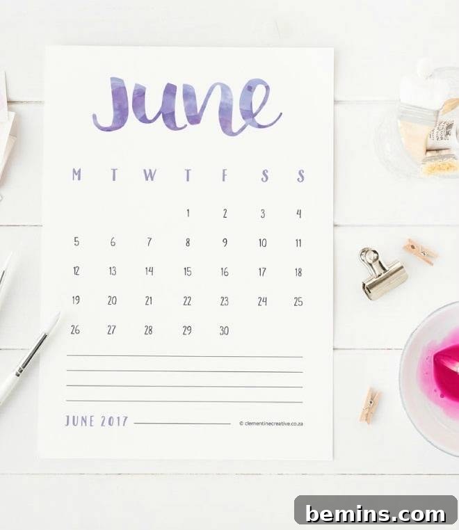 Clementine Creative Watercolor Calendar