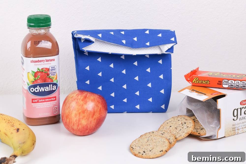 DIY Easy-Sew Lunch Bag - Close Opening