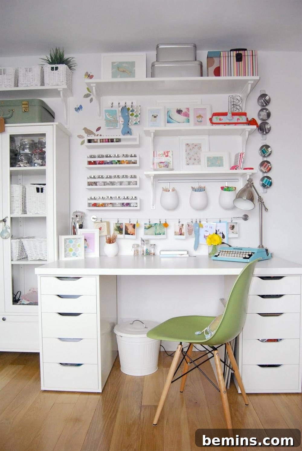 30 Impeccably Organized Studios for Creative Genius 32 Tidy crafting corner with every item in its designated place.