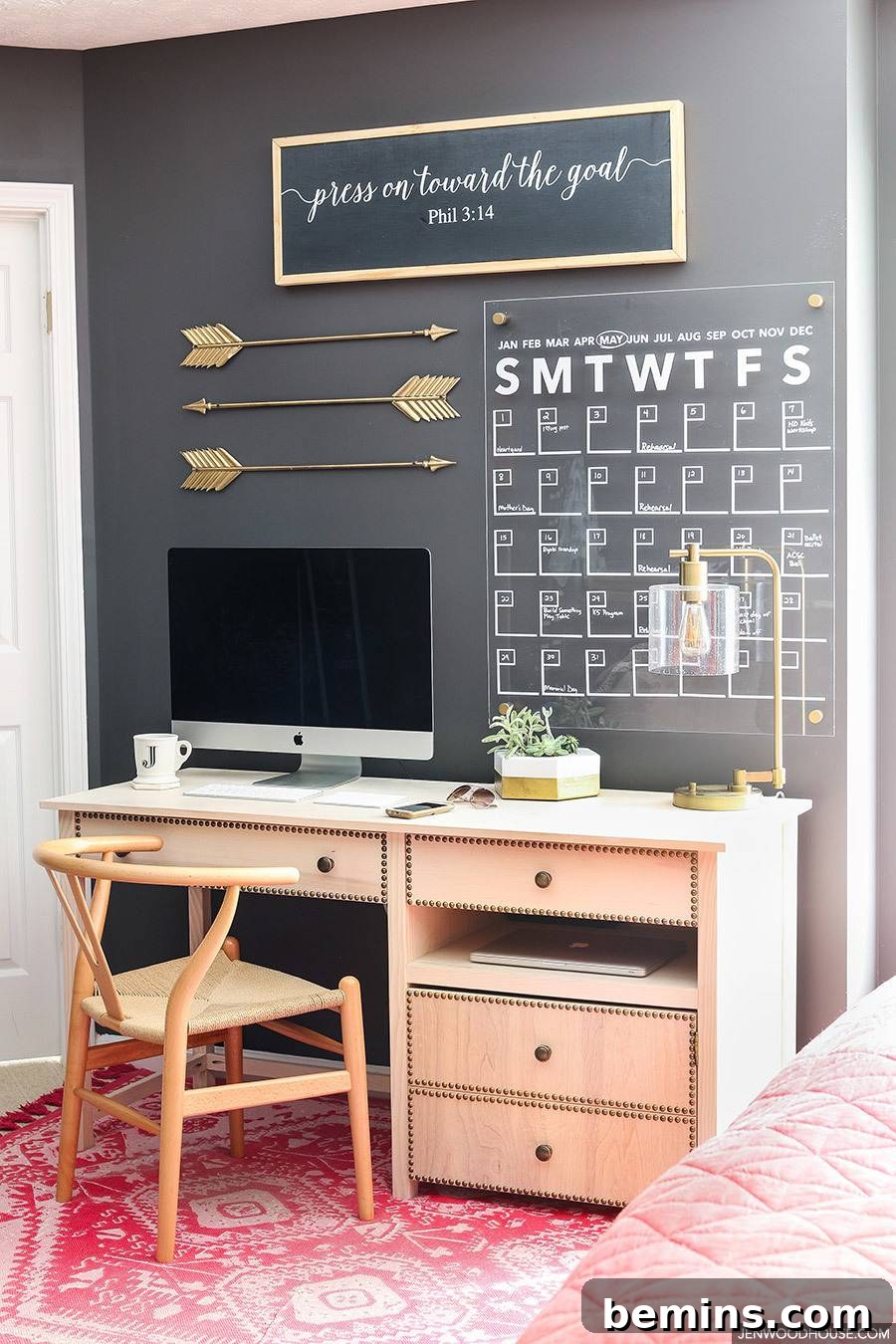30 Impeccably Organized Studios for Creative Genius 6 Home office nook with a built-in desk and ample drawer storage.