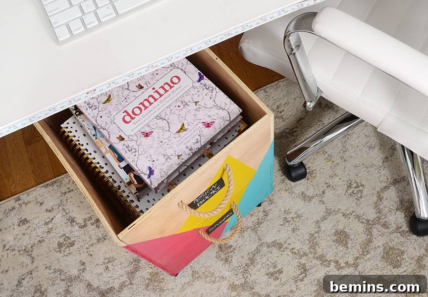 Wine Crate Cart Under Desk