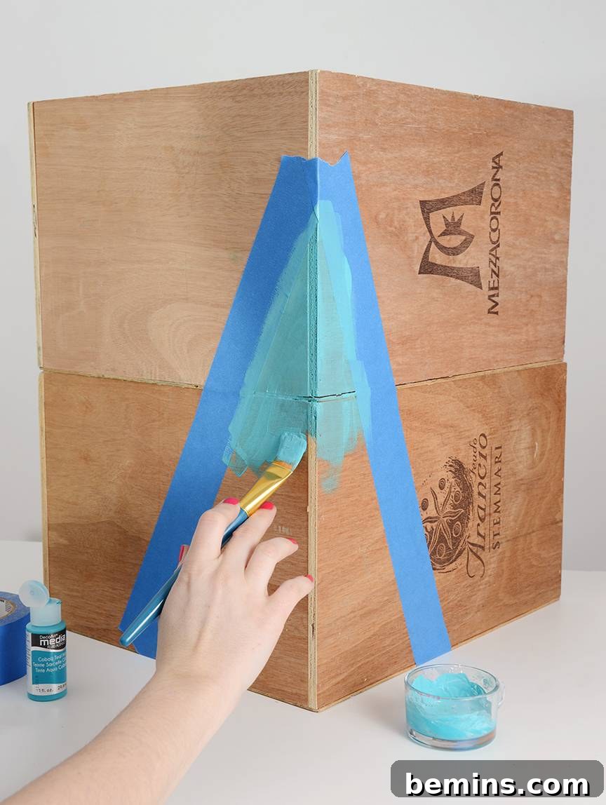 Painting the Wine Crates with Geometric Designs