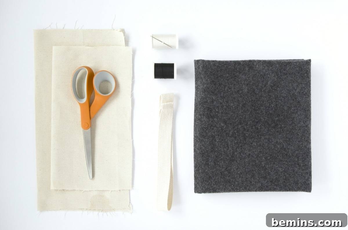 Materials needed for this DIY rolled organizer