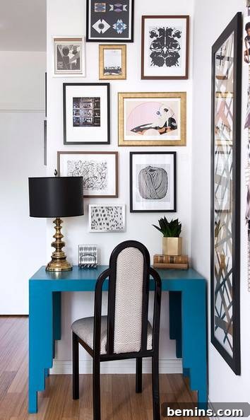 Tiny Home Office Idea: Eye-Catching Desk