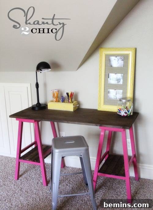 Tiny Home Office Idea: Barstool Desk for Kids
