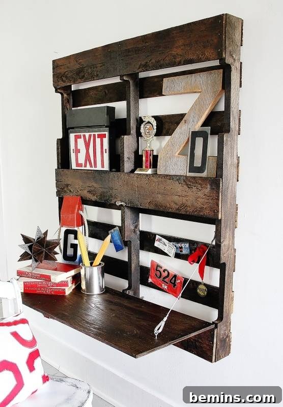 Tiny Home Office Idea: Pallet Fold-Up Desk