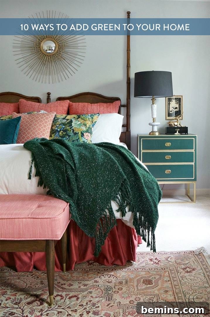 Spruce Up Your Space: 10 Fresh Green Decor Ideas 13 Green and White themed bedroom