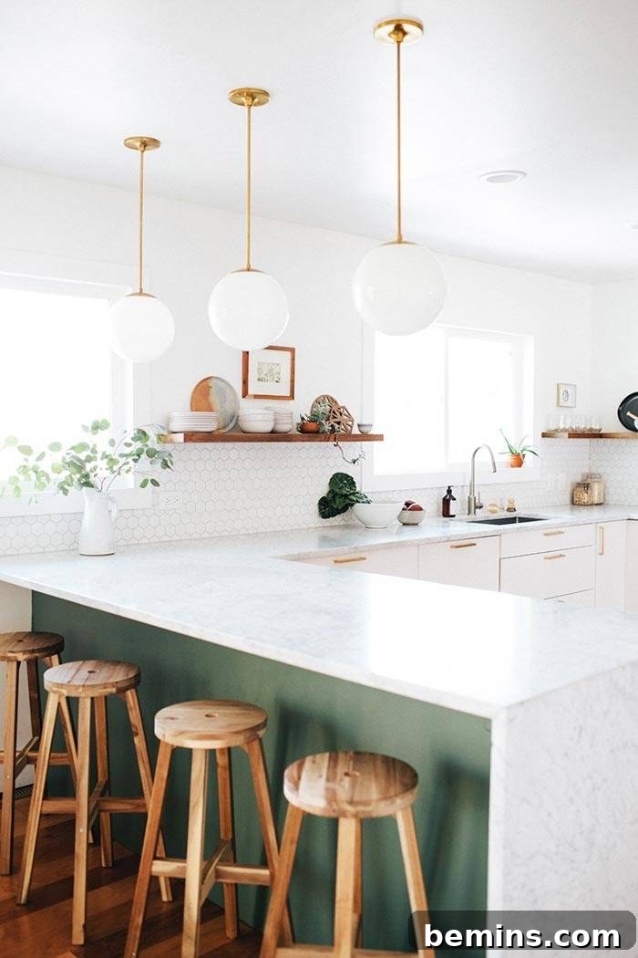 Spruce Up Your Space: 10 Fresh Green Decor Ideas 4 Green Kitchen Bar: Unexpected Color Pop
